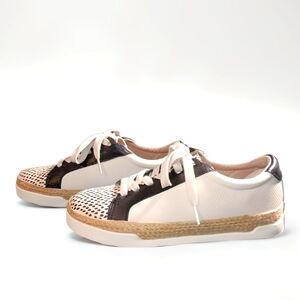 Crown Vintage: White, Black, Snakeskin Print Casual Sneakers, Women's Size 8M